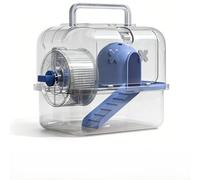 Double-tier Hamster Cage With Water Bottle, Multi-functional Habitat & Small Animal Enclosure, Ideal For Gerbils, Hedgehogs, Rabbits & Tiny Pets, Handheld - Blue 24cm