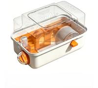 Double-tier Hamster Cage With Water Bottle, Multi-functional Habitat & Small Animal Enclosure, Ideal For Gerbils, Hedgehogs, Rabbits & Tiny Pets, Orange 32cm