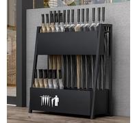 Double-Tier Large Capacity Metal Umbrella Stand with Drip Tray, Freestanding Umbrella Storage Organizer for Entryway, Commercial Office, Hotel Lobby(Black,Small)