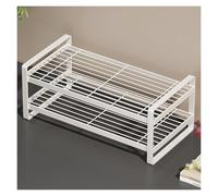 Double-tier Metal Storage Shelving, Stove Bracket for Placing Cookware Black White, Desk-mounted Cooling Stand for Kitchen Barbecue Notebook(White,L 50cm/19.7in)