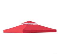 Double Tiered Gazebo Replacement Canopy 300x300cm with Air Vent Mesh, Weather Resistant Polyester Garden Gazebo TOPs Cover for Outdoor BBQ Shelter(Red)