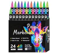 Double Tip Brush Pens Set 24/48/72 Colors Double-headed Two-color Marker Pen Coloring Sketching Drawing Markers Brush Pens Quick-drying Safety Waterproof Marker Pen For Painting And Colouring