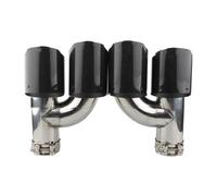 Double Tip Exhaust Universal Car Carbon Fibre Tail Throat Glossy Muffler Decoration H Shape Pipe Stainless Steel Muffler Tip