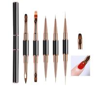 Double Tip Nail Brushes, Set of 5 Double Pointing Tips, Liner Brushes and Pen Design for Nails | For Floral Painting Application at Home, Salon, French Tip, Women,