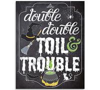 Double Toil and Trouble Halloween Vintage Metal Sign Tin Retro Poster Home Decor Bar Kitchen Wall Sign Art 12"x8"
