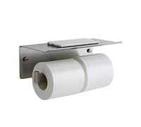 Double Toilet Paper Holder with Shelf,Idealmax Toilet Paper Holder Brushed Nickel,Large Commercial Toilet Paper Dispenser Phone Shelf, Wall Mounted Tissue Roll for Bathroom, Stainless Steel