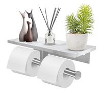 Double Toilet Paper Holder with Shelf Roll Toiler Tissue Holder Paper Roll Dispenser Toilet Paper Dispenser Phone Shelf for Bathroom Kitchen 11.81x3.93inch