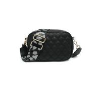 Double Top Zipped Sections Canvas Strap Cross Body Bag JFY Black One Size
