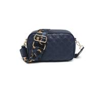 Double Top Zipped Sections Canvas Strap Cross Body Bag JFY Dark Blue One Size