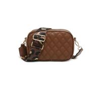 Double Top Zipped Sections Canvas Strap Cross Body Bag JFY Dark Brown One Size