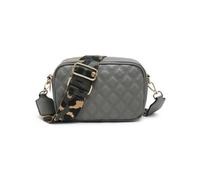 Double Top Zipped Sections Canvas Strap Cross Body Bag JFY Dark Grey One Size