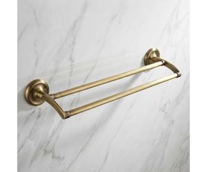 Double Towel Rail Rack Bar Hanger Bathroom Antique Brass