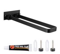 Double Towel Rail Wall Mounted, 90° Foldable Bathroom Towel Rail, Stainless Steel Dual Rod Long Bath Sheet Bar Rack, Hand Towel Rail, 2 Ways to Install, for Kitchen Bathroom Shower Storage, 23CM