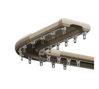 Double Trac Ceiling Mounted Aluminium Track Rail Room Divider SetSliding Curt Rod for Living Room Bedroom HospitalChampagne Finish 150cm/4.92ft (2x75cm)