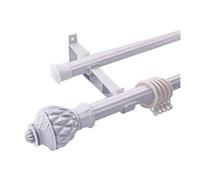 Double Track Aluminum Curtain Rod Thickened Silent Design Suitable for Fabric Curtains Available in Black Rose Gold Bright Gold White (160cm)