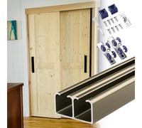 Double Track Bypass Barn Door Hardware Kit, Heavy Duty Sliding Closet Door Track, Ceiling Mount Aluminum Sliding Rail Kit for Wardrobe Doors(Champagne,250cm(98.4in))