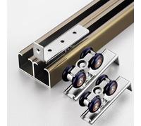 Double Track Bypass Sliding Barn Door Hardware Kit, Commercial Aluminum Box Rail Kit for Kitchen Cabinet, Smoothly Quietly Pocket Door Tracks Set
