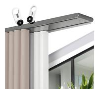 Double Track Ceiling Curtain Rod with Silent Rollers Heavy Duty Room Divider Rail Set for Living Room Bedroom Closet Sliding Door Gray 2.5m (8.2ft)