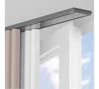 Double Track Curtain Rail,Ceiling Mounted,Silent Heavy Aluminum Duty Curtain Track System,Sliding Rails for Curtains, Room Divider for Bedroom Living Room Hospital Curtains Tracks(Gray,1.3m)