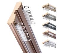 Double Track Curtain Rail Heavy Duty Aluminum Drapery Rod 1/1.6/2.4/3.5/4.6/6m Ideal for Living Room Bedroom Room Dividers - Rose Gold 4.8m Length