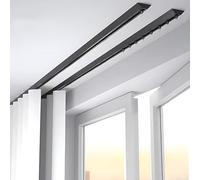 Double Track Curtain Rail System - Aluminum Alloy with Nano Silence Design for Living Room, Bedroom, and Shower Room