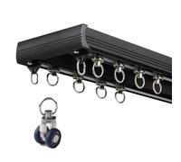 Double Track Curtain Rod for Window Divider 6ft Black Curtain Rail Easy Installation 20FT/4 x 150cm Ideal for Home Office or Camper Use.