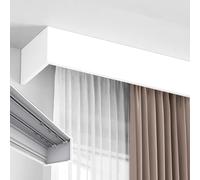 Double Track Curtain Rod Kit - Blackout Ceiling Wall Mount Pelmet Box for Sliding Window Valances & Drapes Perfect Home Decor (Size: 4.4m/14.4ft Color: Black)