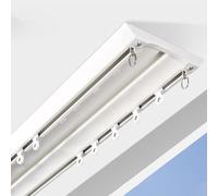 Double Track Curtain Rod Rail Robust Ceiling-Mount Curtain System Nano-Silent Sliding Curtain Rails Seamless Installation Ideal for Modern Décor (White)