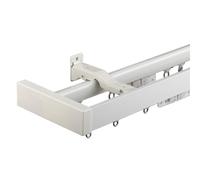 Double Track Curtain Rod Set 13.8FT Aluminum Alloy Wall Mount Wrap-Around Design for Room Divider Includes Accessories White Color Perfect for Home Décor