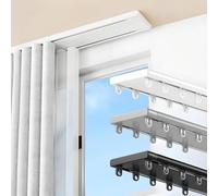 Double Track Curtain Rod with Hooks Heavy-Duty Aluminum Track Set 1-6m Ceiling Mount for Living Room Bedroom Shower Divider (White 600cm/19.7ft)