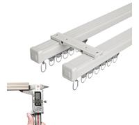 Double Track Heavy Duty Aluminum Curtain Rails for Ceiling or Wall Mount - Adjustable Room Divider Track Set 1-10m Length Carbonized White Finish Ideal for Living Room & Bedroom