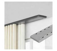 Double Track Luxury Curtain Rail System, Silent Ceiling Curtain Track Kit with Mounting Accessories for Bedroom, Living Room, Hotel Windows - Gray, 180cm (5.9FT)
