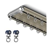 Double track shower curtain rod with silent rollers adjustable length and metal hooks for showers and room dividers 1.8 m / 5.9 ft (2 x 0.9 m) - Ideal for versatile home decor