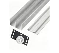 Double Track Sliding Door Hardware Kit, Aluminum Alloy Roller for 15-18mm Wardrobe Cabinet Doors 1set(90cm)