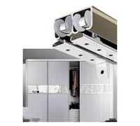 Double Track Sliding Door Kit 68in Barn Door Hardware for Closet & Bedroom Access Wooden Track System Easy Installation for Modern Home Decor