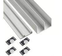 Double Track Sliding Door Rail Kit for 15-18mm Wardrobe Cabinet Bathroom Doors,Sliding Door Track 1set(90cm)
