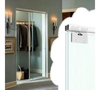 Double Track Sliding Glass Door Hardware, Bypass Frameless Glass Cabinet Doors Track Kit, Interior Room Top Hung Pocket Door Guides Set(132cm/52in)
