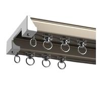 Double Tracks Aluminium Ceiling Mounted Curtain Tracks System -Ceiling Mounted 1m 1.8m 2.6m 4.0m for Room Divider Living Room Bedroom With Roller Hooks(Metallic,3.5m)