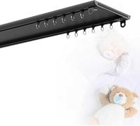 Double Tracks Curtain Track Ultra-Thin Ceiling Set Room Divider for Small Spaces for Living Bedroom Shower(Black,5.7m(18.7ft))