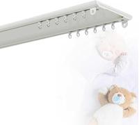Double Tracks Curtain Track Ultra-Thin Ceiling Set Room Divider for Small Spaces for Living Bedroom Shower(White,3.8m(12.5ft))