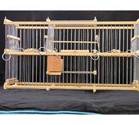 Double Trap Bird Cage, Multi-Action Design, 43 cm x 22 cm x 14.5 cm, Wooden and Metal Construction