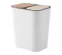 Double Trash Can, Space-Saving Rectangular Trash Can, 18L Garbage Bin with Push-Button Lids, Kitchen Waste Container for Camping, Backyard, Patio, Garden, Bathroom, Outdoor, Laundry, Dining Room