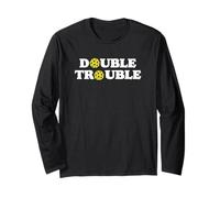 Double Trouble Funny Cute Pickleball Dink Team 80s Retro Long Sleeve T-Shirt