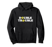 Double Trouble Funny Cute Pickleball Dink Team 80s Retro Pullover Hoodie