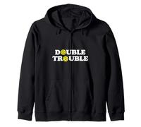 Double Trouble Funny Cute Pickleball Dink Team 80s Retro Zip Hoodie