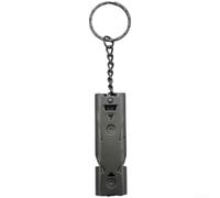 Double-Tube 150 dB Survival Whistle Made of Stainless Steel with Integrated Keychain for Camping Backpacking and Hiking (Black)