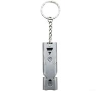 Double-Tube 150 dB Survival Whistle Made of Stainless Steel with Integrated Keychain for Camping Backpacking and Hiking (Silver)