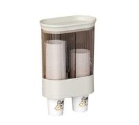 Double Tube Cup Dispenser Wall Mounted Disposable Paper Pull Cup Dispenser for Bathroom (White)
