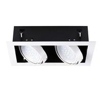 Double Twin Square Adjustable Head Ceiling Spotlight Aluminium GU10 LED Warm White ES111 Recessed Flush Modern Tilting Downlight Office Corridor Lighting