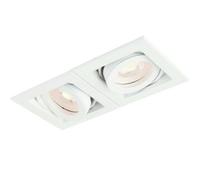 Double Twin Square Adjustable Head Ceiling Spotlight White Gu10 Box Downlight